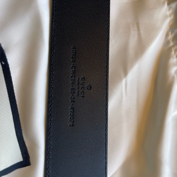 UNISEX GUCCI INTERLOCKING “G” BELT GUCCI SIZE 85 EMBOSSED LEATHER DOUBLE G LOGO - Picture 7 of 10